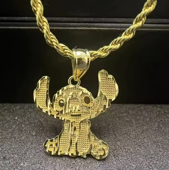18K Lilo & Stitch Gold Plated Necklace