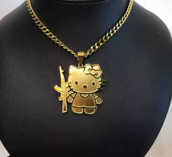 18K Hello Kitty Gold Plated Necklace