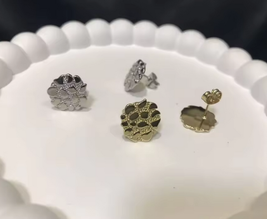 18K Gold Plated Nugget Earrings