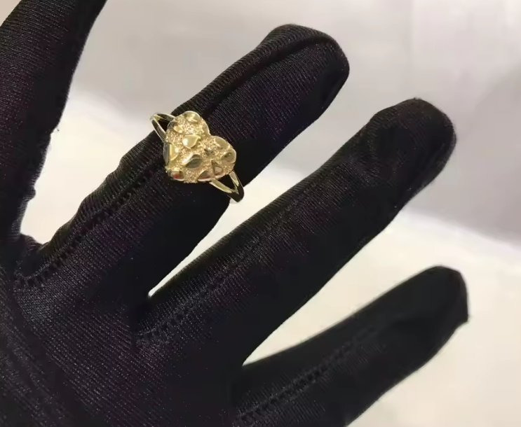 18K Heart Shaped Gold Plated Nugget Ring