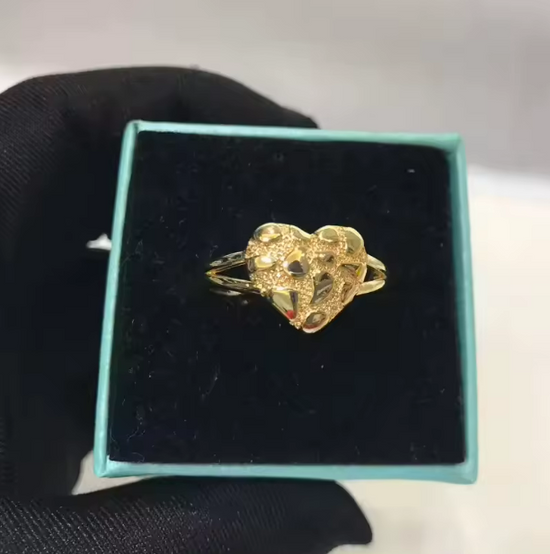 18K Heart Shaped Gold Plated Nugget Ring