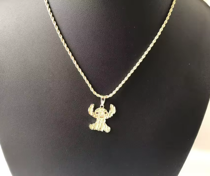 18K Lilo & Stitch Gold Plated Necklace